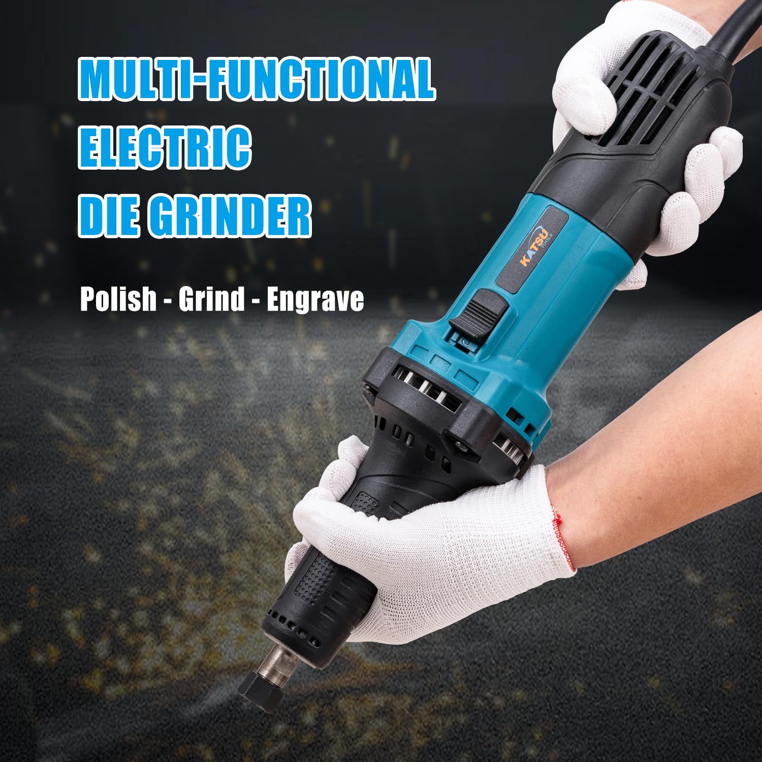 KATSU Tools Meuleuse Droite Électrique 600W, Pinces 6mm et 1/4", Polissage, Gravure, Sculpture 101729
