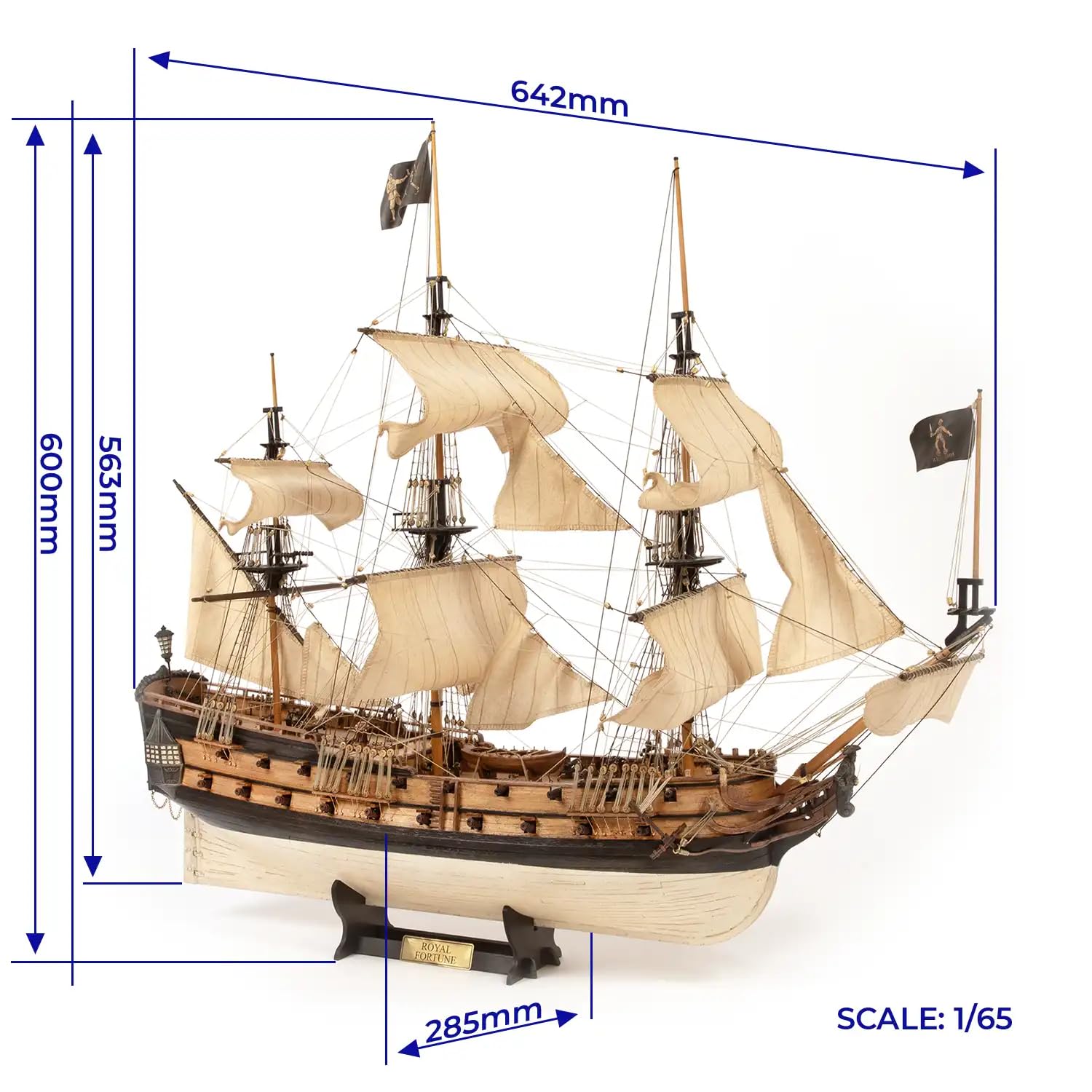 Occre 12015 Royal Fortune, Kit Modello Nave Pirata in Legno, Scala 1/65, 642x285x563 mm, Legno di Tiglio