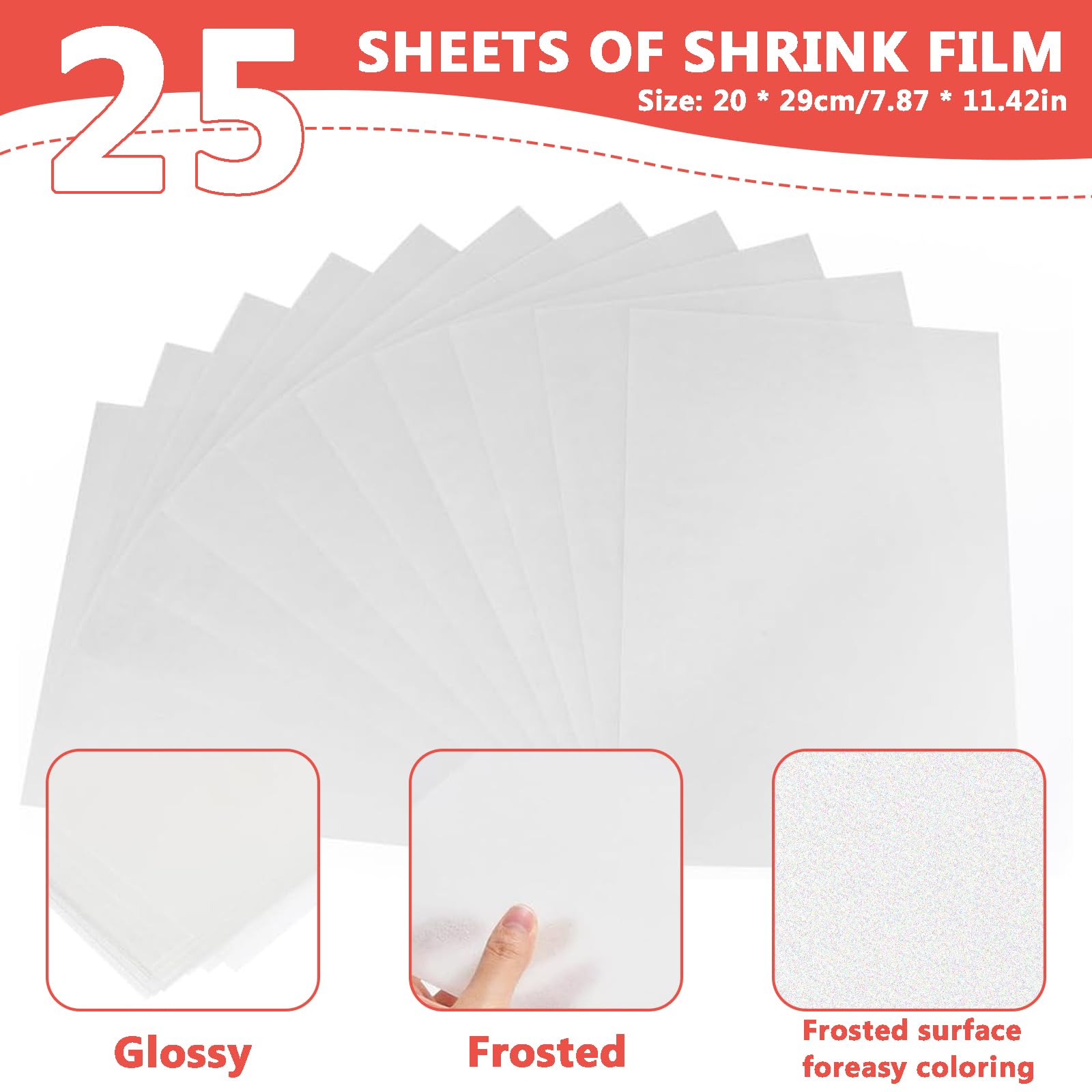 AHEJIOO 25 Stück Schrumpffolie, Schrumpffolien - A4, Schrumpfpapier, Schrumpffolie Zum Bemalen, Transparent Schrumpffolienplatten, Matt-Dicke 0.3mm-Größe 20 * 29 cm