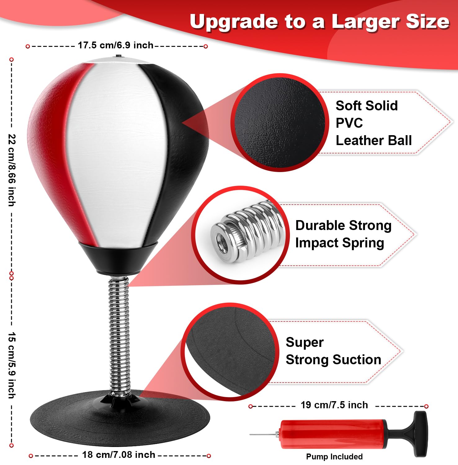 NZQXJXZ Sacco da Boxe da Tavolo, Punching Ball con Ventosa Super Forte, Antistress con Ventosa per Tavolo e Banconi da Ufficio, Regalo Divertente per Amici o Colleghi