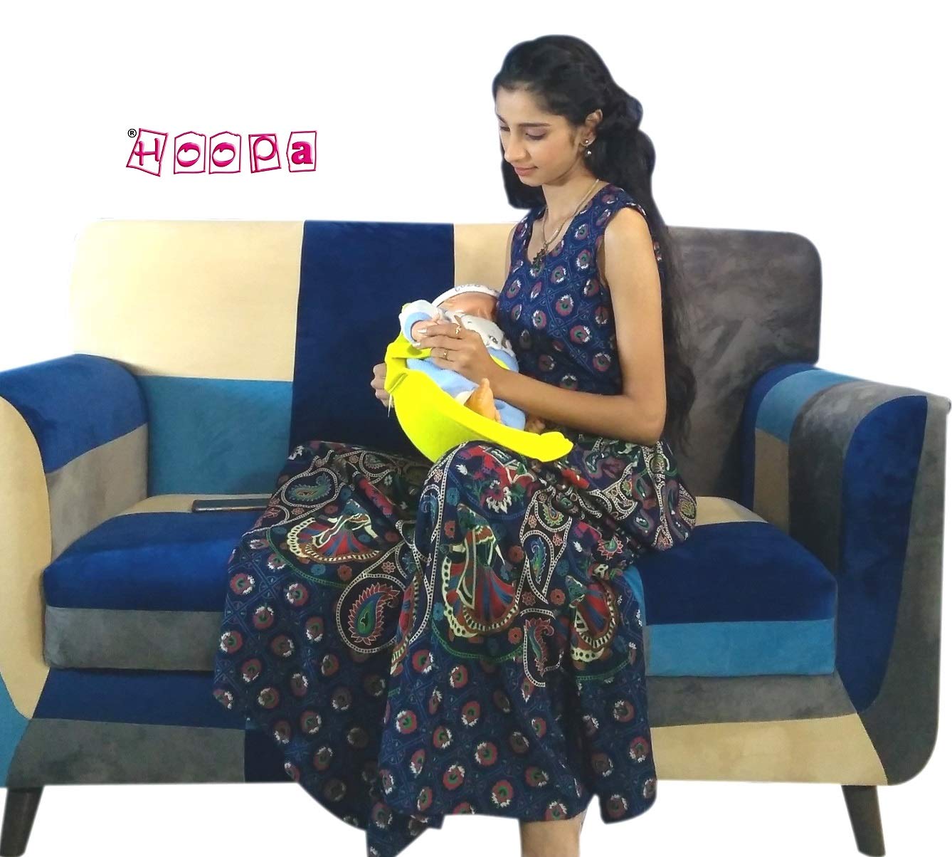 HOOPA 2-in-1 Infant Carrier for Newborn (0–4 Months) | Reclined Carrying & Breastfeeding Support | Strong Back Support | Indoor & Outdoor Use | Feeding Pillow | Nursing pad | Sunshine Yellow 2