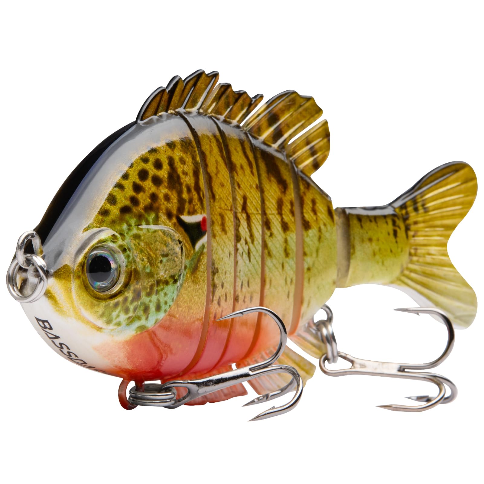 BASSDASH SwimPanfish - Esche da pesca multiarticolate per pesca al panfish Bluegill, esche rigide per spigola, in acqua salata, 8,9 cm/24,1 g, confezione da 4