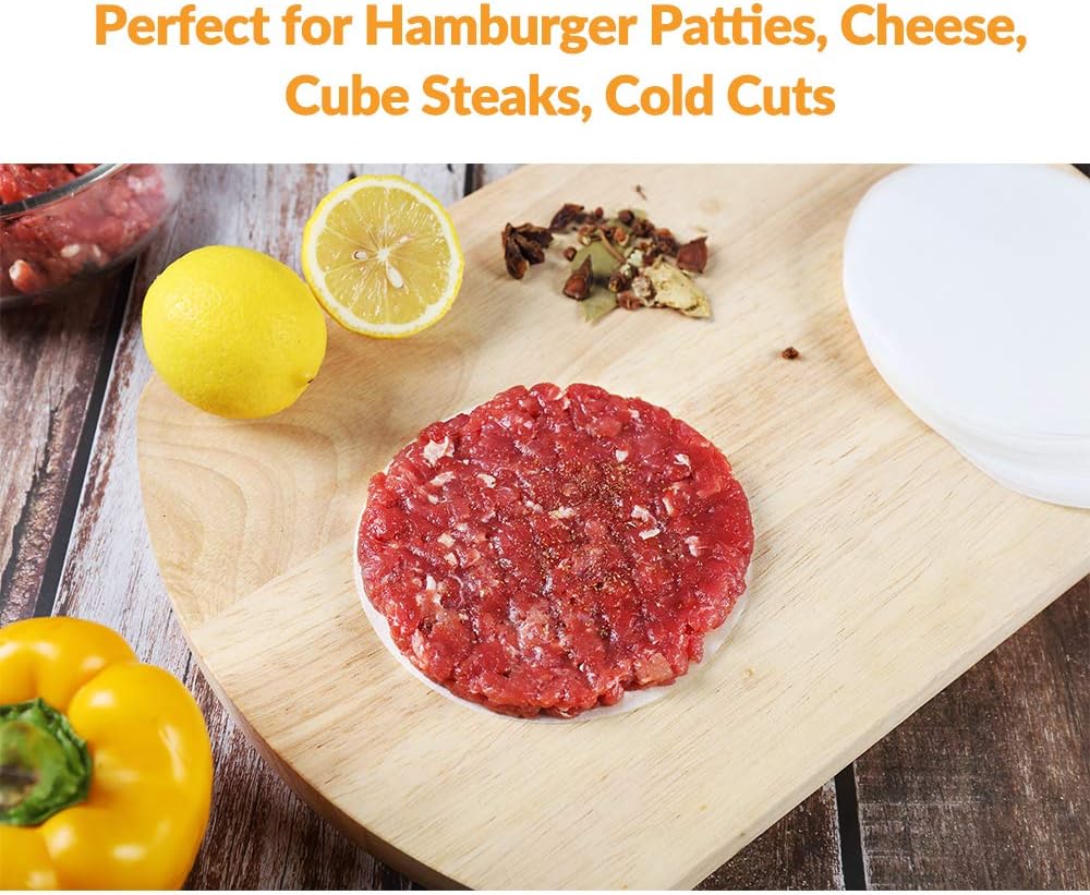 Super Sale 🛒 Geesta Burger Patty Papers for Burger Press (500 pcs) Hamburger Round Separators Non-Stick Lunch Meat Waxed Paper 4.5 Inch Cook Bake Steaming Grill BBQ Barbecue