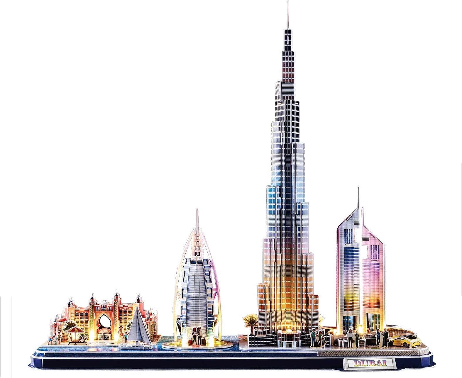 3D Puzzle With Led Lighting Dubai Cityline Architecture Model 182 Pieces