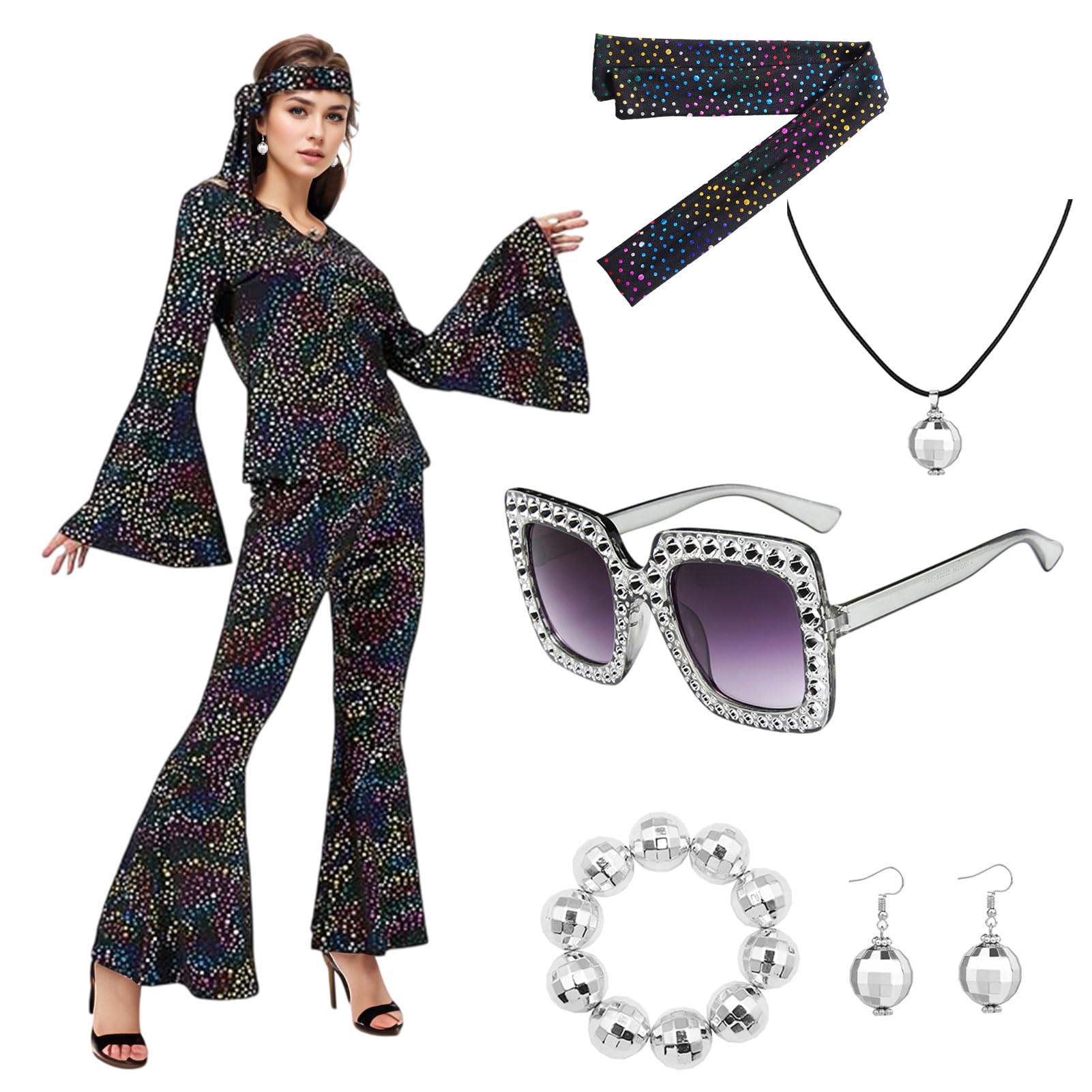 Disco Outfits Disco Diva 1970s Costume Sparkly Sequin Top, 70s/80s Theme Party Outfit For Women, Halloween & Disco Parties Disco Outfits Disco Diva 1970s Costume Sparkly Sequin Top, 70s/80s Theme Party Outfit For Women, Halloween & Disco Parties
