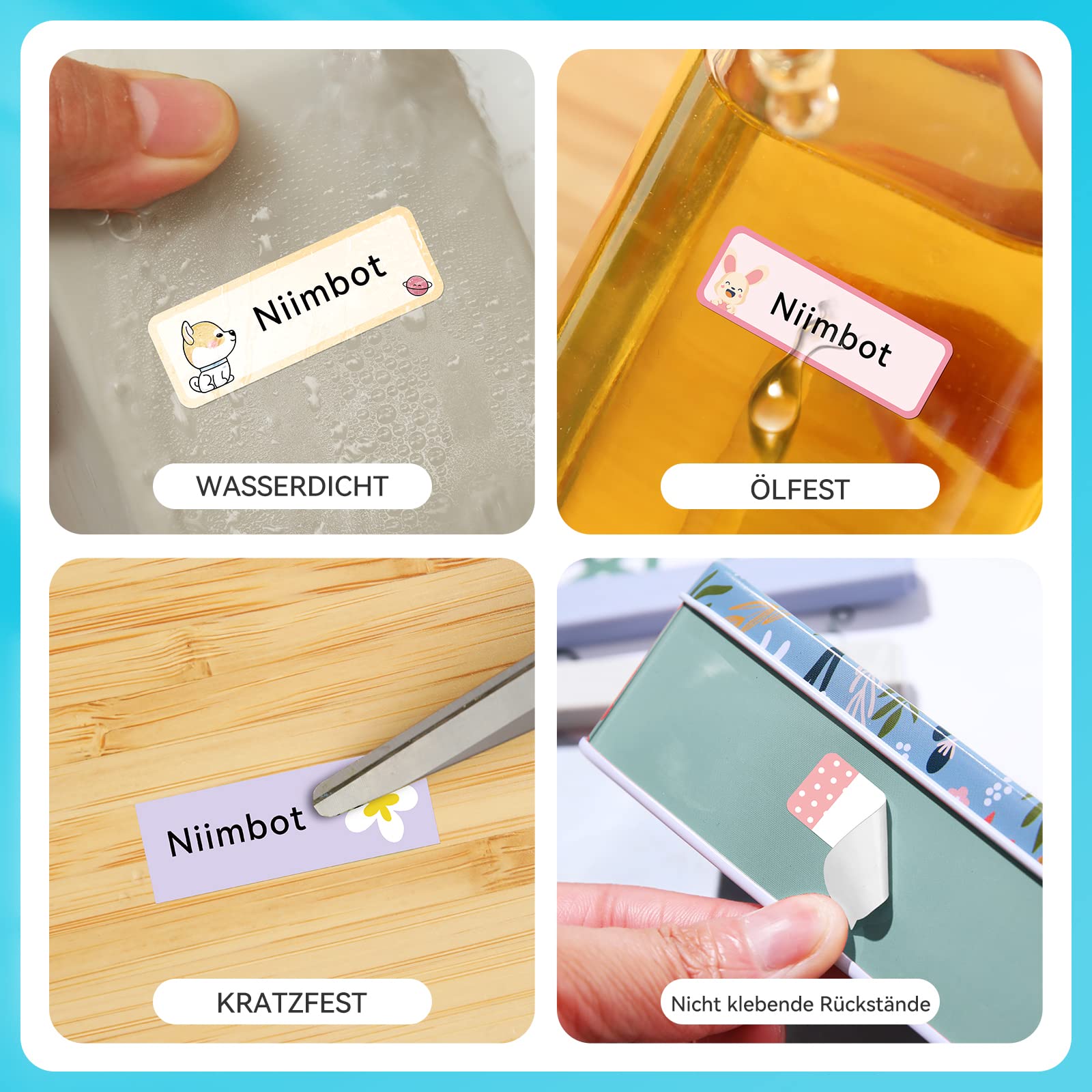 NIIMBOT Namensaufkleber 160 Stück, Etiketten für D11/D110/D101 Etikettendrucker, Wasserfeste Namensschilder für für Kinder Gegenstände, für Kita Schule und Kindergarten (Treffen)