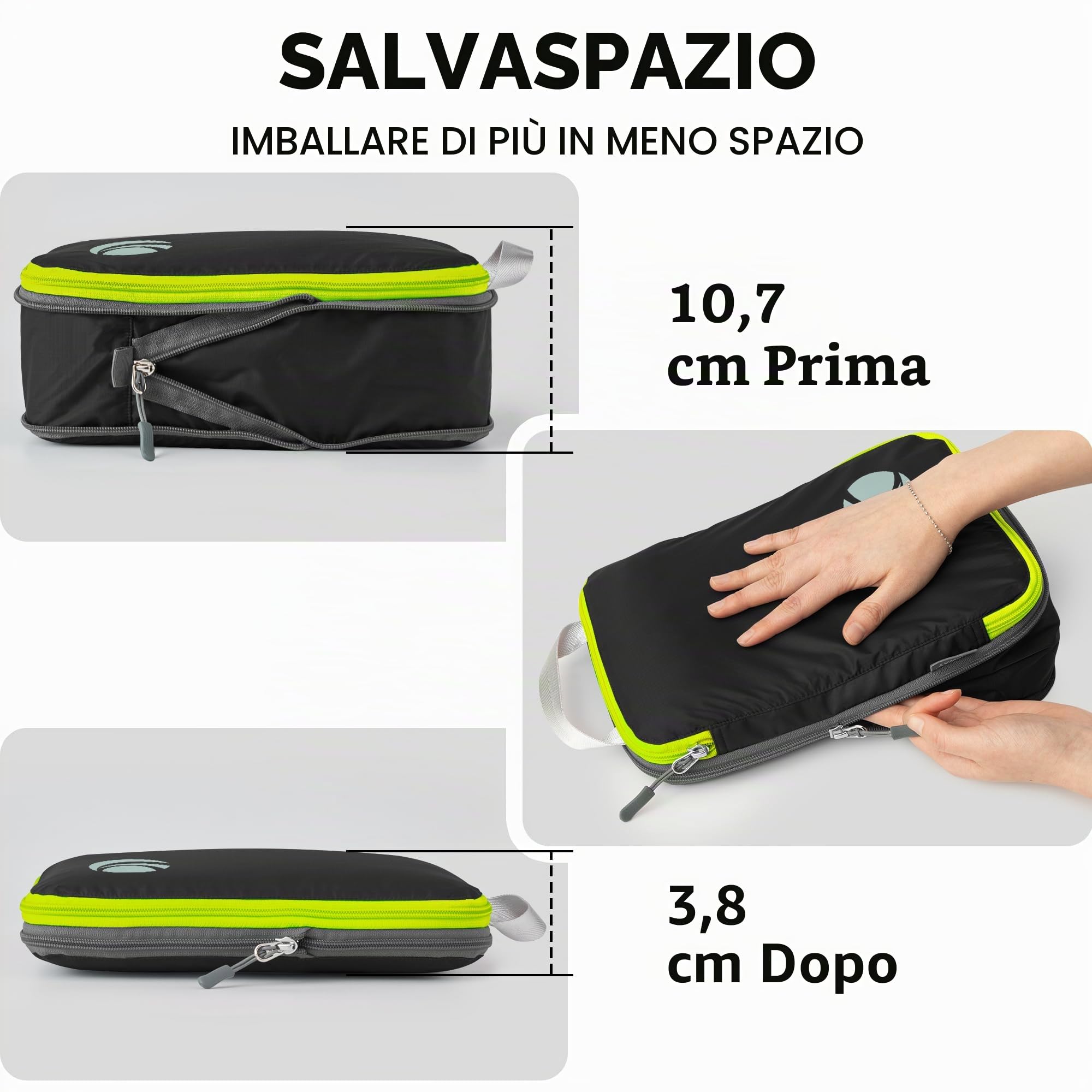 Cipway Compressore Organizer Valigia,Borsa da Viaggio Espandibile Ultraleggero Salvaspazio Viaggio Organizer per i Vestiti per Zaini o Bagagli a Mano(Nero,8 Pezzi)