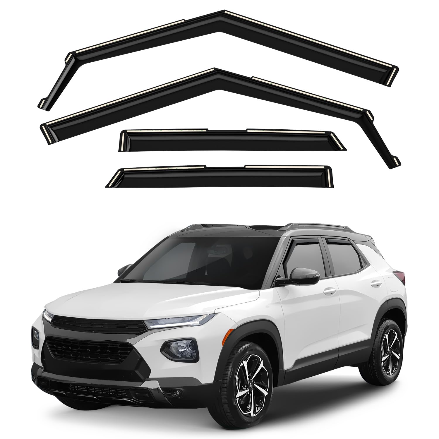 Window Deflectors Smoke Tinted in-Channel Side Window Vent Visor Deflectors Rain Guards Compatible with Chevrolet (Chevy) Trailblazer 2021-2026 - 4pcs