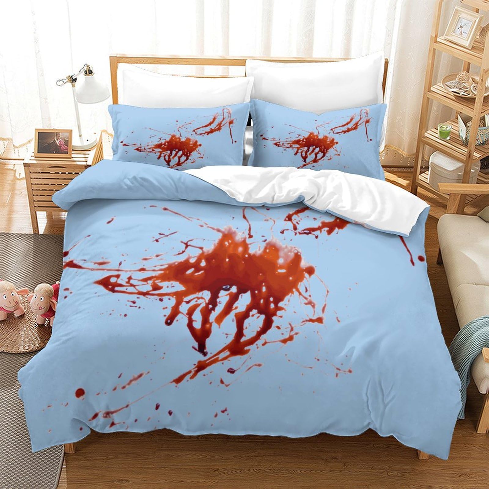 P1s9u7w5y Blood Splash-1 Contemporary Artistic 3D Printed Duvet Cover Set 3Pcs Microfiber Creative Ink Splash Bedding Set Double（200X200cm）