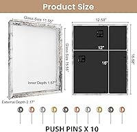 Vista 121 de Califortree 12x16 Large Shadow Box Frame with Soft Linen Back - Metal Push Pins Included, Memory Shadow Box Display Case for Bouquet Awards Medals