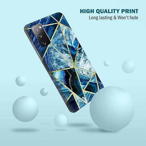 Miniatura 4 de Glisten - Funda para Samsung Galaxy S20 FE 2022, S20 FE (4G  5G) - Diseño geométrico de mármol azul impreso delgado y lindo plástico duro funda