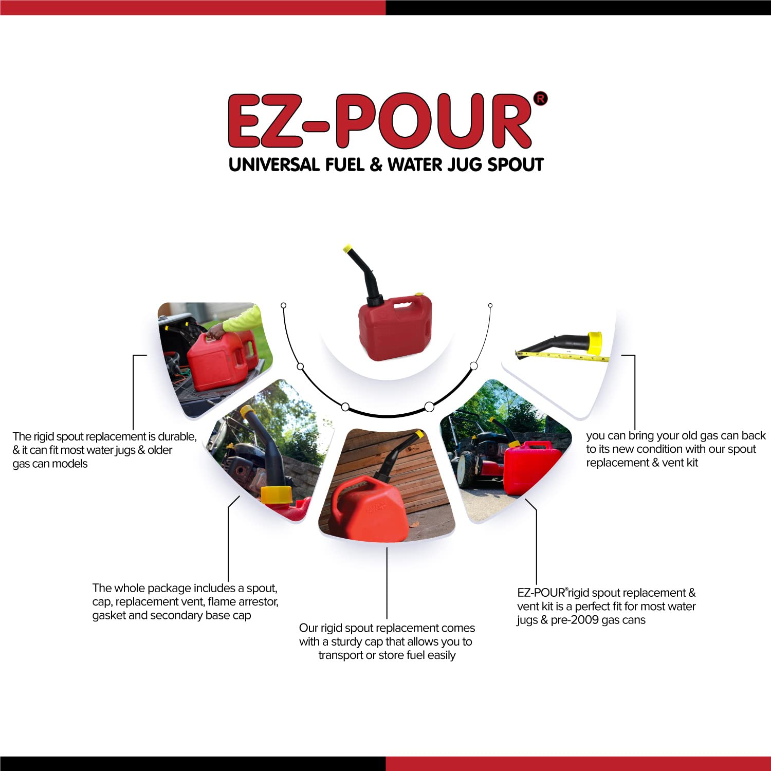 EZPOUR Rigid Spout Replacement and Vent kit for Water Jugs and Pre