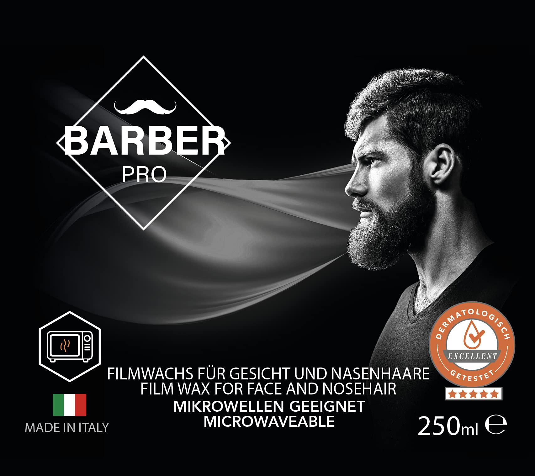 Sunzze Barber Pro Wosk do depilacji na gorąco, 250 g, wysokiej jakości, z naturalnymi składnikami, wosk do depilacji twarzy i okolic intymnych, do wszystkich rodzajów skóry
