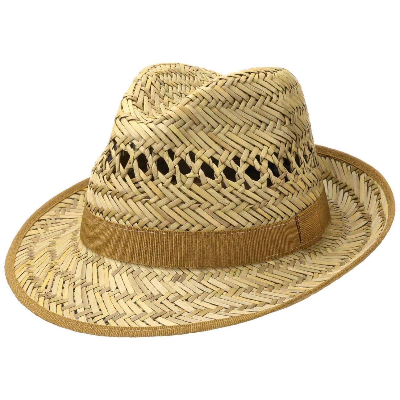 Lipodo Carovigno Chapeau Fedora en Paille avec Couronne aeree Fabrique en Italie Unisexe Printemps Ete