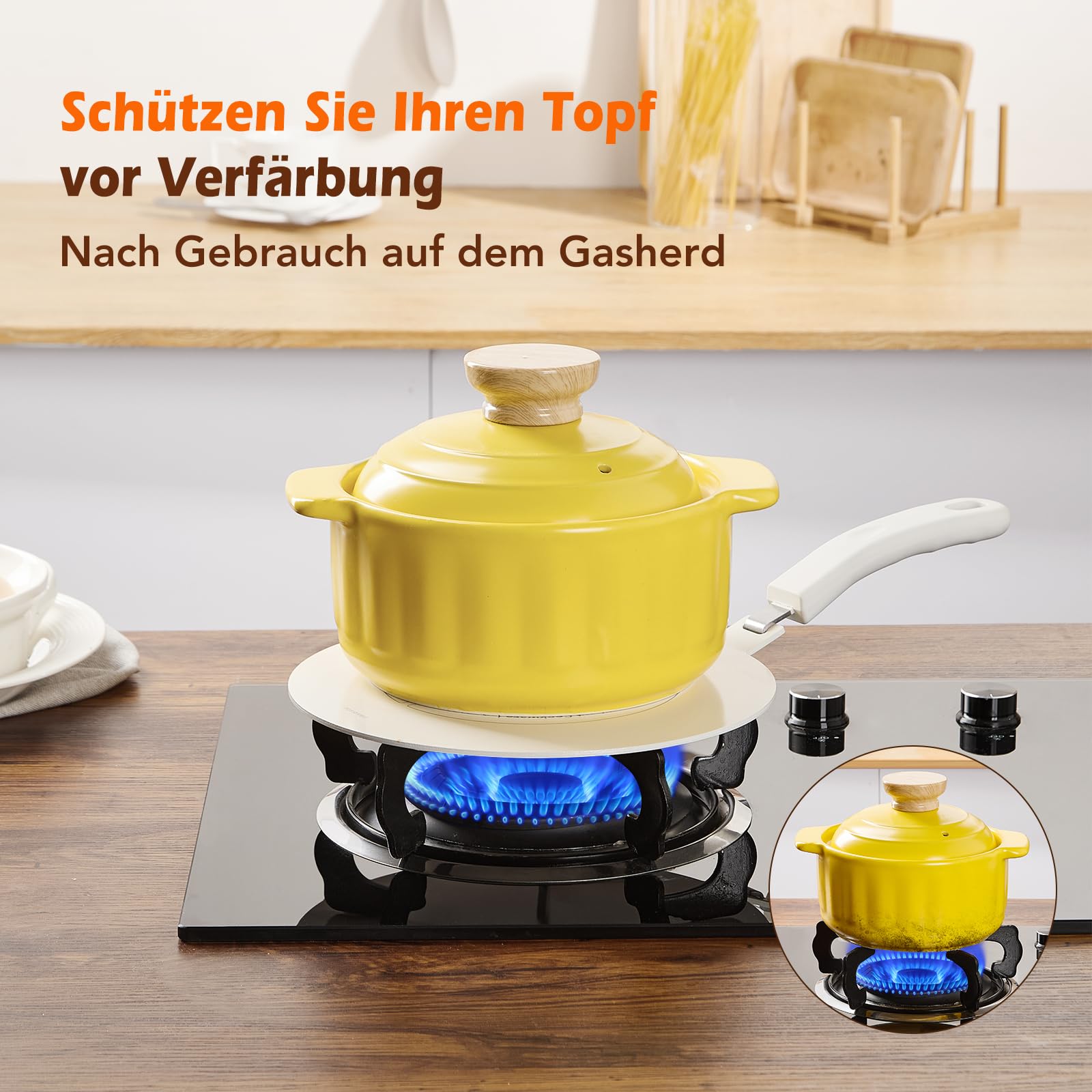 ACTIV CUISINE Induktion Adapterplatte 24 cm Induktionsadapterplatte mit abnehmbarem Griff Moka Induktionskochteller Adapter Edelstahl für die Verwendung von Kochgschirr auf Induktion, Weiß