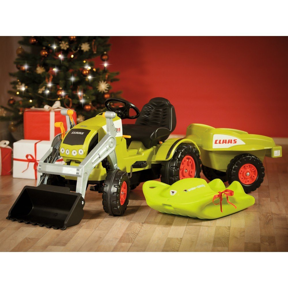 BIG - Claas Celtis Loader mit Anhänger - Kindertrettraktoren, Spielfahrzeug mit Präzisionskettenantrieb, 3-fach verstellbarer Sitz, bis 50 kg, Claas Lizenz, für Kinder ab 3 Jahren
