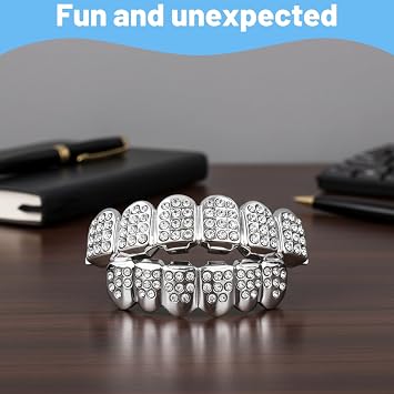 1 Set Adjustable Diamond Grillz,Silver Grills For Teeth,Suitable For Fashion Shows,Concerts,Decorations,For Men Women Hip Hop Party Cosplay(Silver Color)
