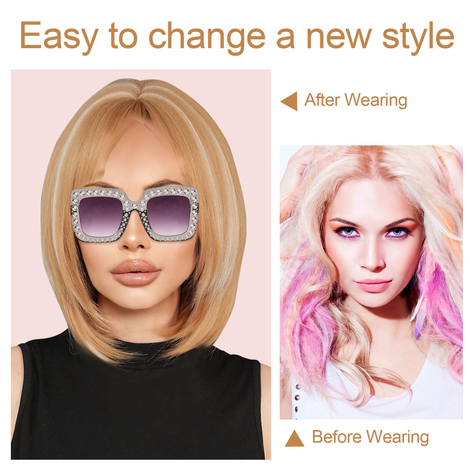 UILYNIU Ginger Wig and Sunglasses - Image 3
