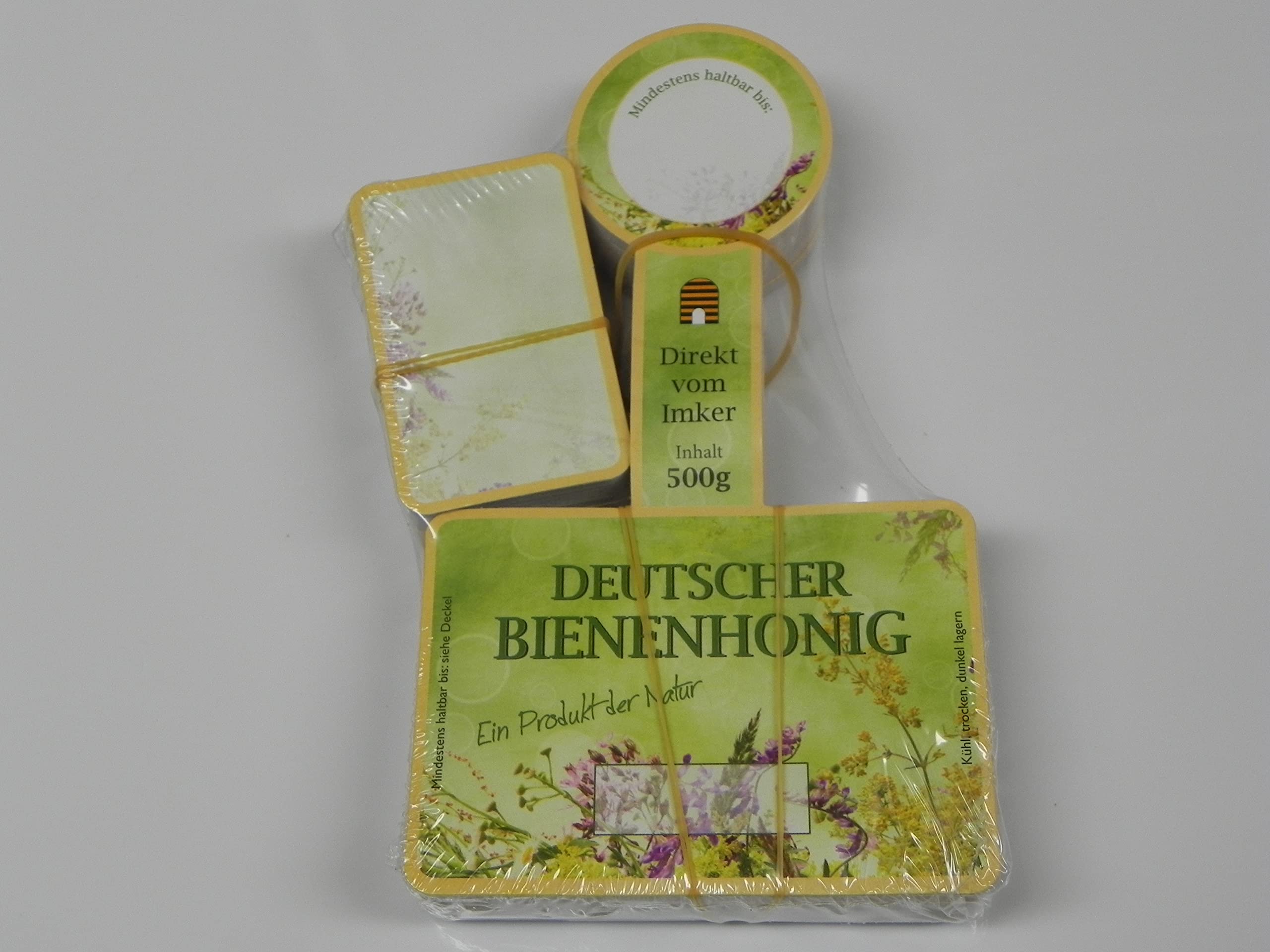 2x100 Etiketten f.500g neutral Blumenwiese rundes Siegel selbstklebend,Honig,Imker,Aufkleber,Rütli Imkerei Honigglasetiketten