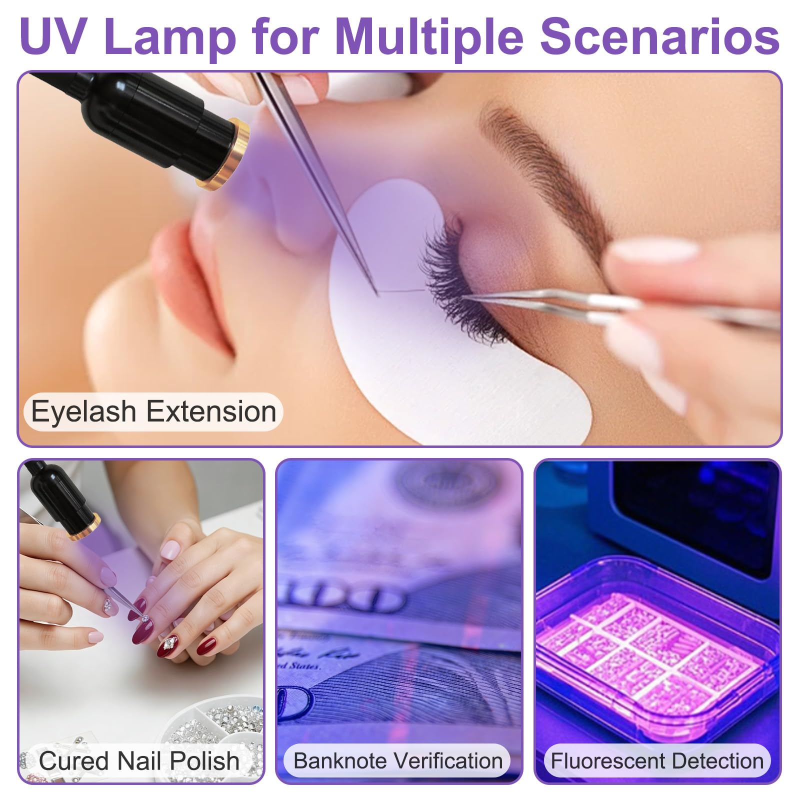 CGBE 2-in-1 UV Lampe Wimpernverlängerung: 10W UV Wimpern Lampe mit Fußschalter - 360° Flexible Schwanenhals - 2-3 Sekunden Schnelle Aushärtung - Einstellbare Spotgröße - UV Licht für Gelnägel Wimpern