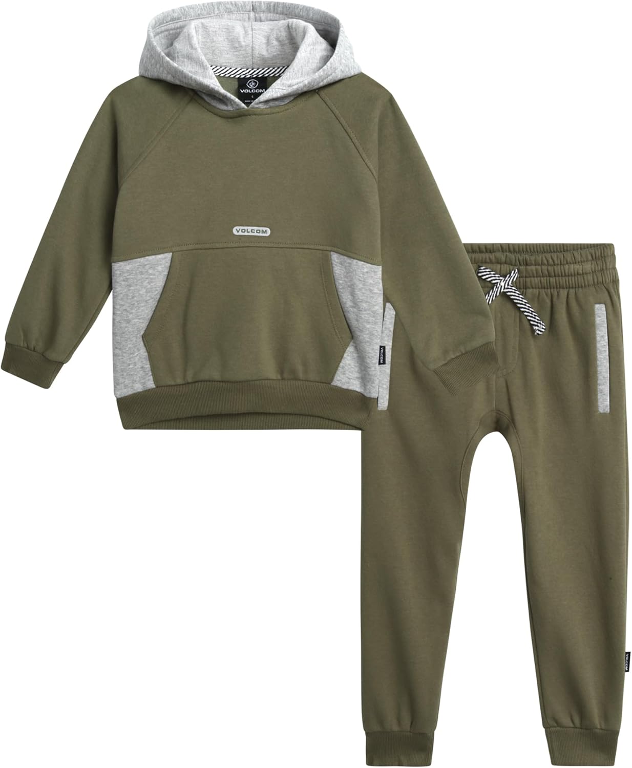Volcom Infant Toddler Baby Boys Joggers Set - 2 Piece Fleece Pullover Hoodie and Jogger Pants Activewear Set (Sizes: 12M-7)