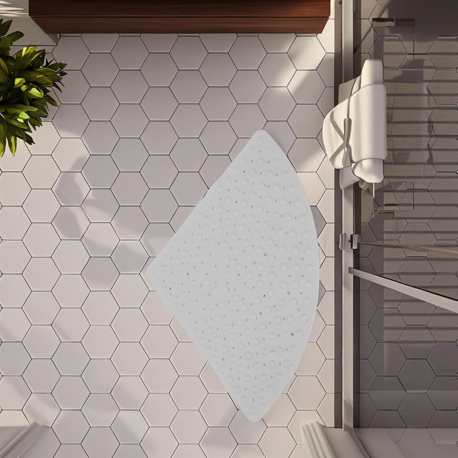 ARTIBETTER Silikon Badematte rutschfest Dreieckig 70X70cm Grau für Badewanne und Dusche rutschfeste Duschmatte Senioren Badvorleger Sicher und Komfortabel