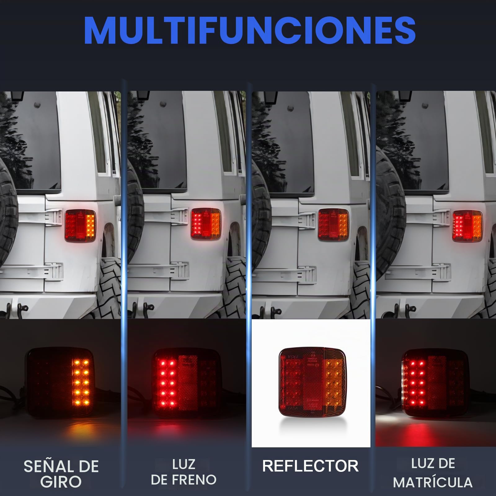 AOHEWEI Kit de Luz Trasera para Remolque LED Lámpara De Freno de Camión Magnético 12V Iluminación Indicadora con Imán, Cable de 7,5m y Enchufe de 7 Pines para Remolque, Caravana o Camión (Type c)