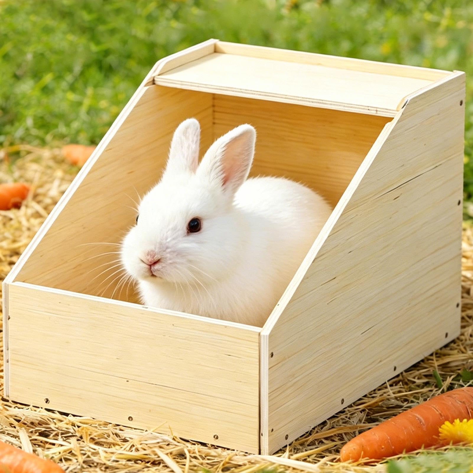 Casita Fabricada para Conejito Dentro De Jaula Cobertizo De Madera para | Jaula Para Conejitos Para Gerbillos, Chinchillas, Hurones,