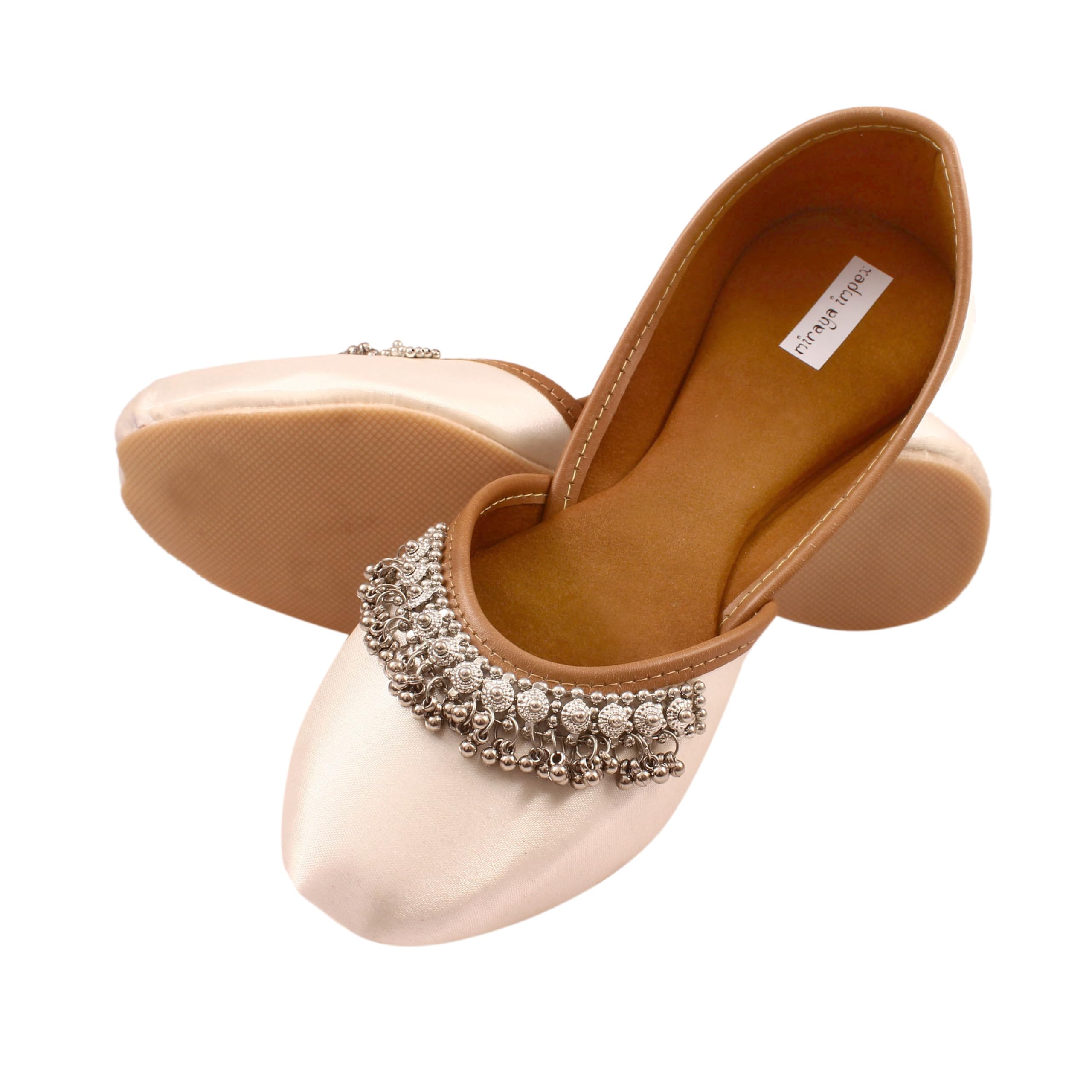 miraya impex Women Ethnic Milk Cream Payal Design Punjabi Jutti-picture-35