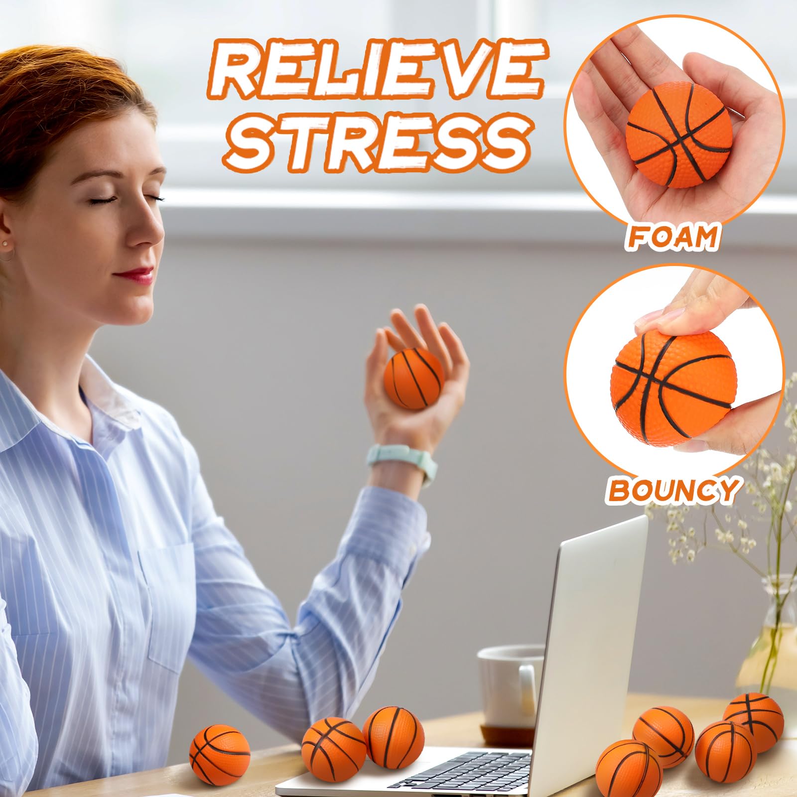 Snapklik.com : Libima 100 Pcs Mini Basketball Stress Balls 2 Mini Foam ...