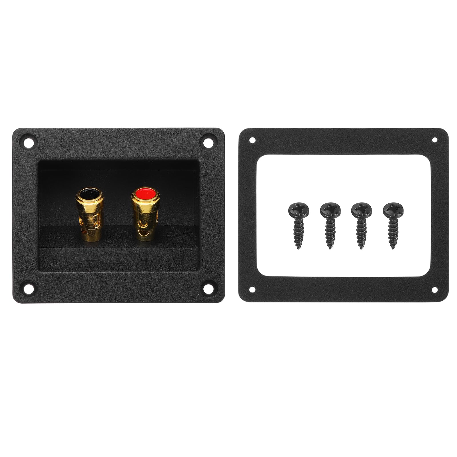 MECCANIXITY 2Pcs 3 Inch Square Speaker Box Terminal Cups, 2-Way Subwoofer Plug Connector Double Binding Posts Spring Loaded Jack for Car Stereo Speaker Wire Sub Box