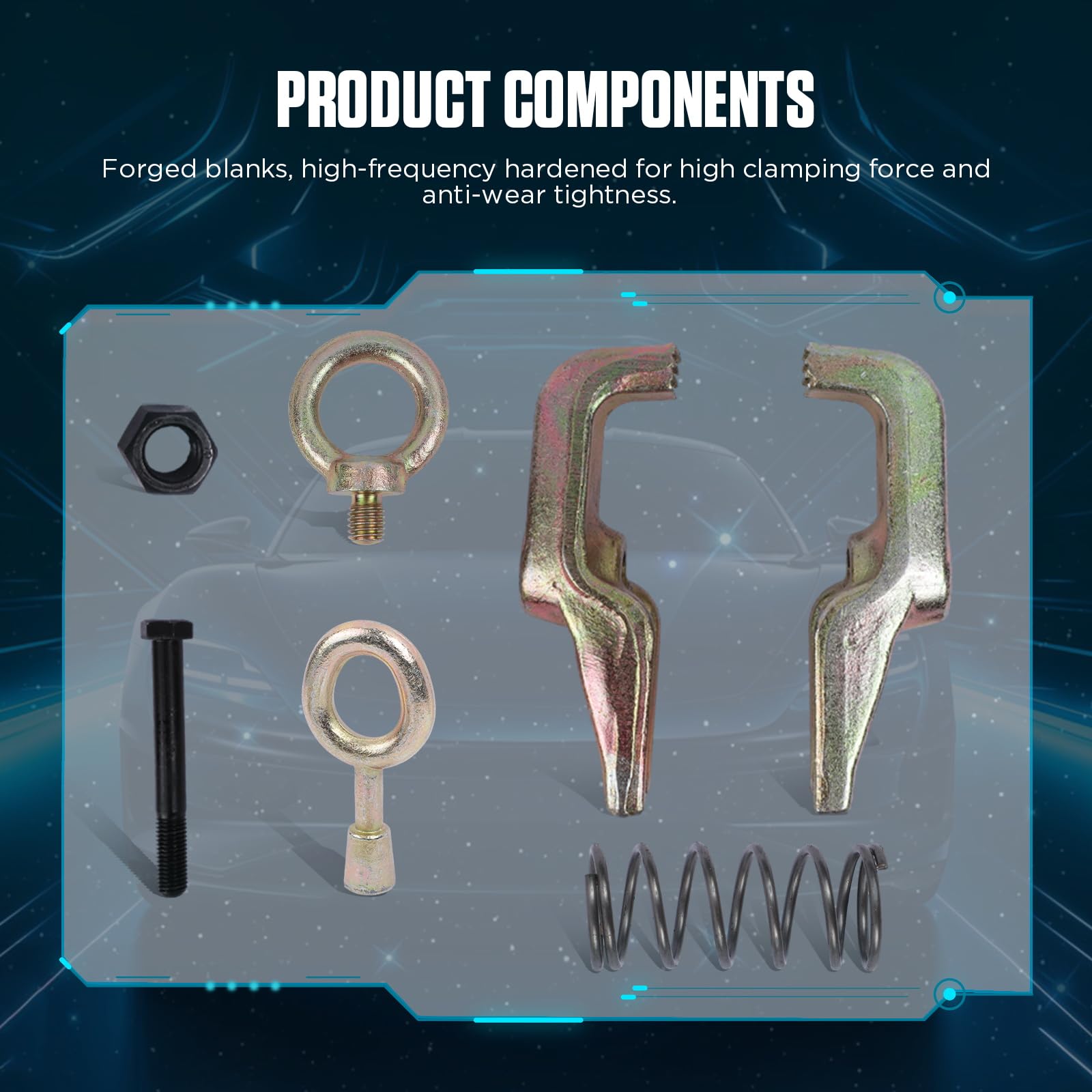 PLAYOCCAR 5 Toneladas Pinza Tracción, 2 vías Tira Estándar Cuerpo Pinza Abrazadera Superior y Recta Abrazadera Tracción Tracciónpara Automóviles Herramienta Reparación Vehículos