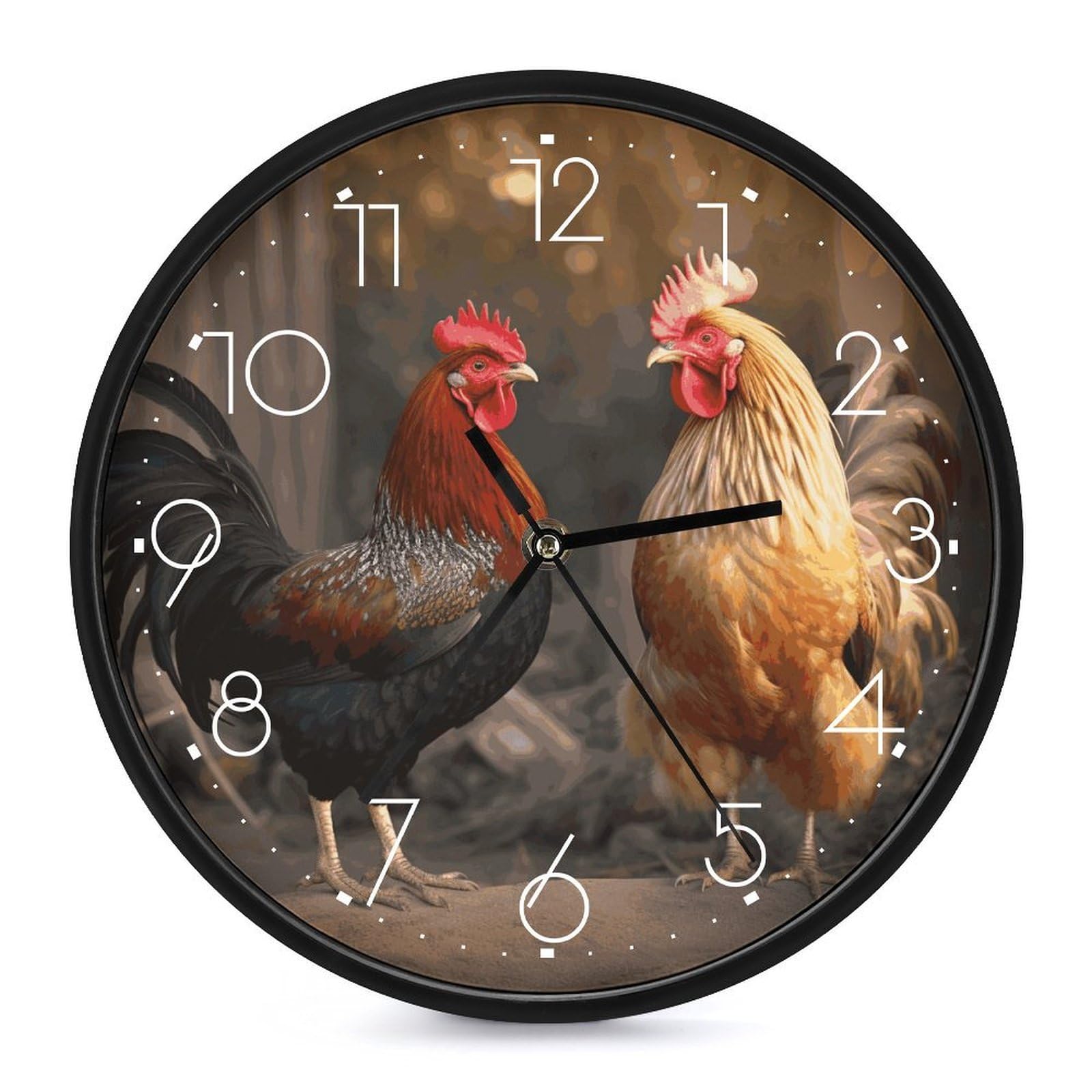 Horloge murale coq silencieuse moderne ronde de 25,4 cm sans tic-tac