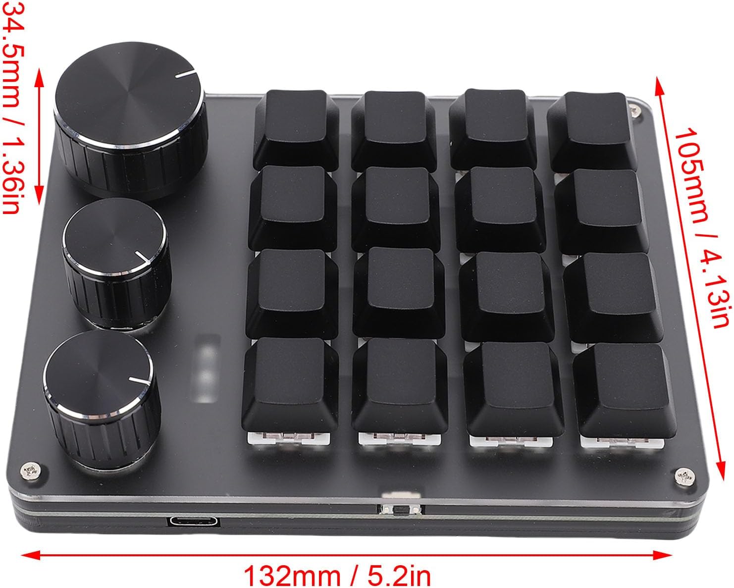 Programmable Macro Pad, 16 Key Custom Mechanical Keyboard with 3 Layers LED Backlit, Red Switch, Compact Design for Gaming Shortcuts, Copy Paste, PS Graphics (Black)