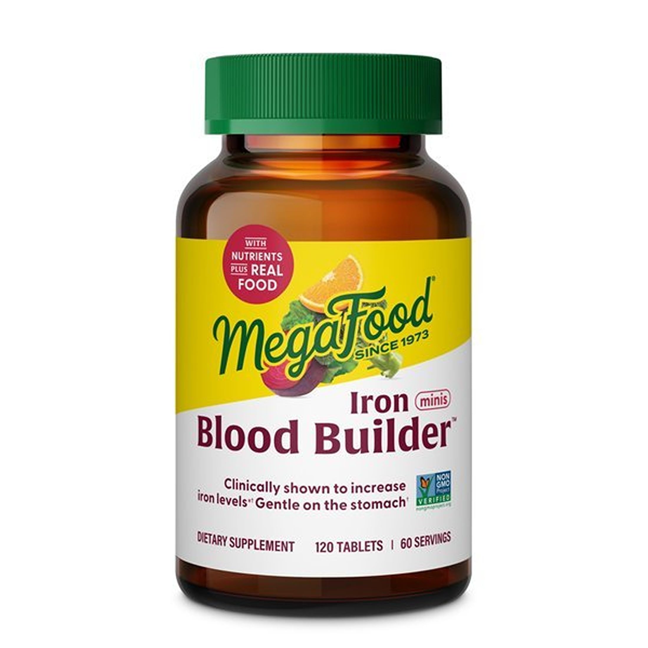 MegaFood Blood Builder Iron Supplement, Energy Support, 120 Mini Tablets Unflavored 120 Count (Pack of 1)