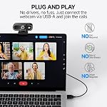 Complet HD 1080P Webcam avec double microphone & Protection de la vie privée, USB prêt à brancher, Correction automatique de la lumière, Grand Angle, Compatible avec OBS, Zoom, équipes, Skype, FaceTime, pour PC/Laptop