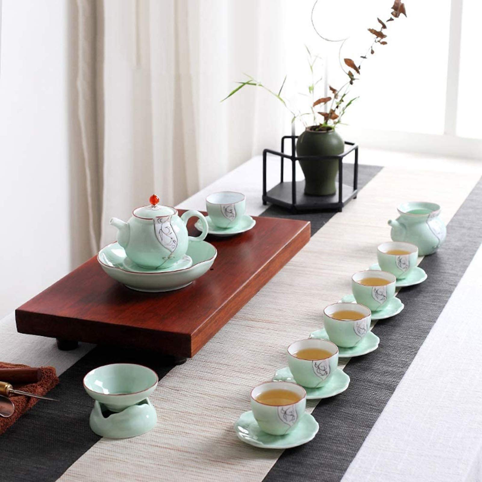NZPOST Schüssel-Set mit Keramikdeckel, handbemaltes blaues und weißes Porzellan, Büro-Teetasse und Teekanne, Elegantes Wohnzimmer-Set mit Kung-Fu-Tee-Set