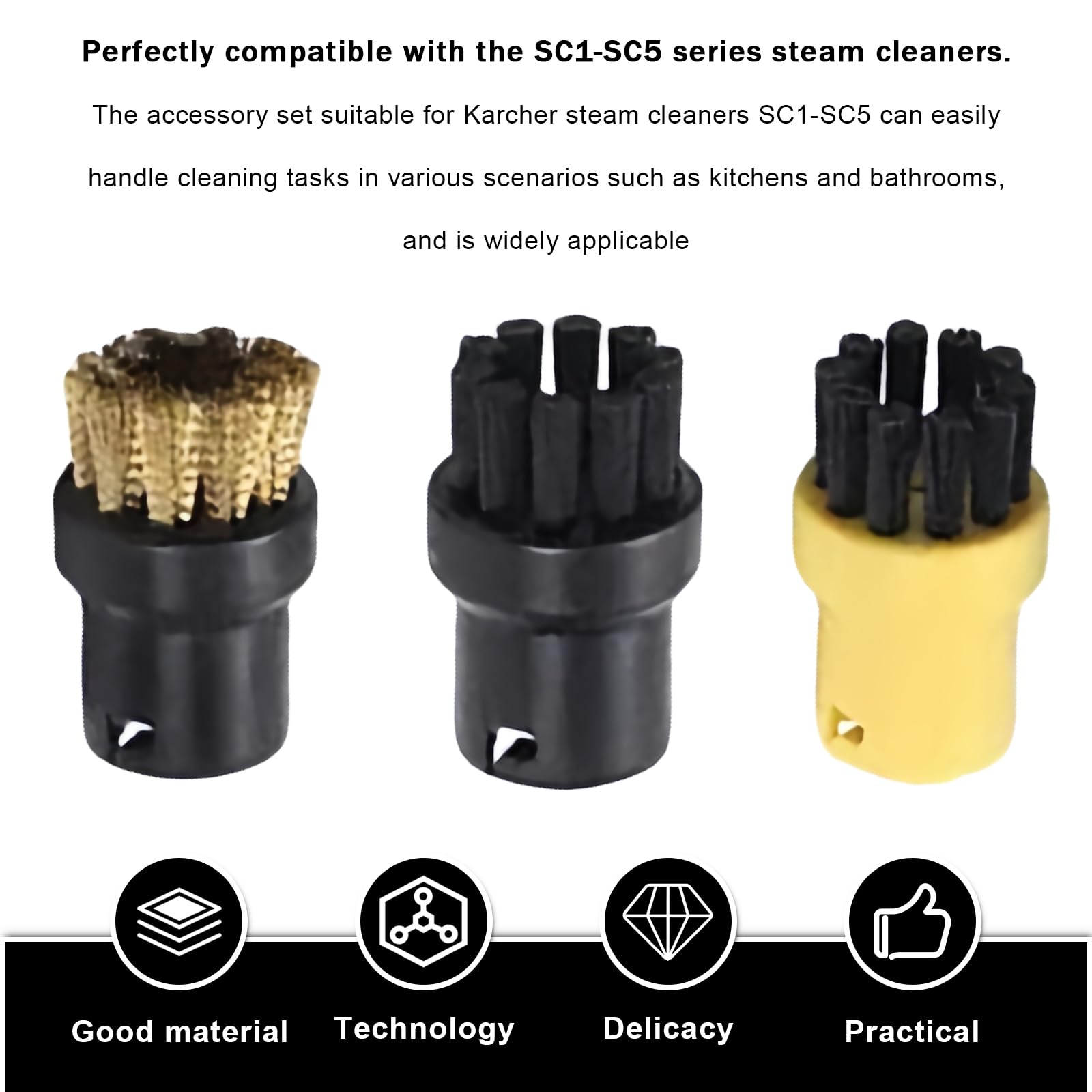 10 pezzi accessori per pulitore a vapore Kärcher SC1 SC2 SC3 SC4 SC5: set di accessori per pulitore a vapore Kärcher SC1-SC5, pulitore a vapore con ugello prolungato, ugello curvo, spazzola