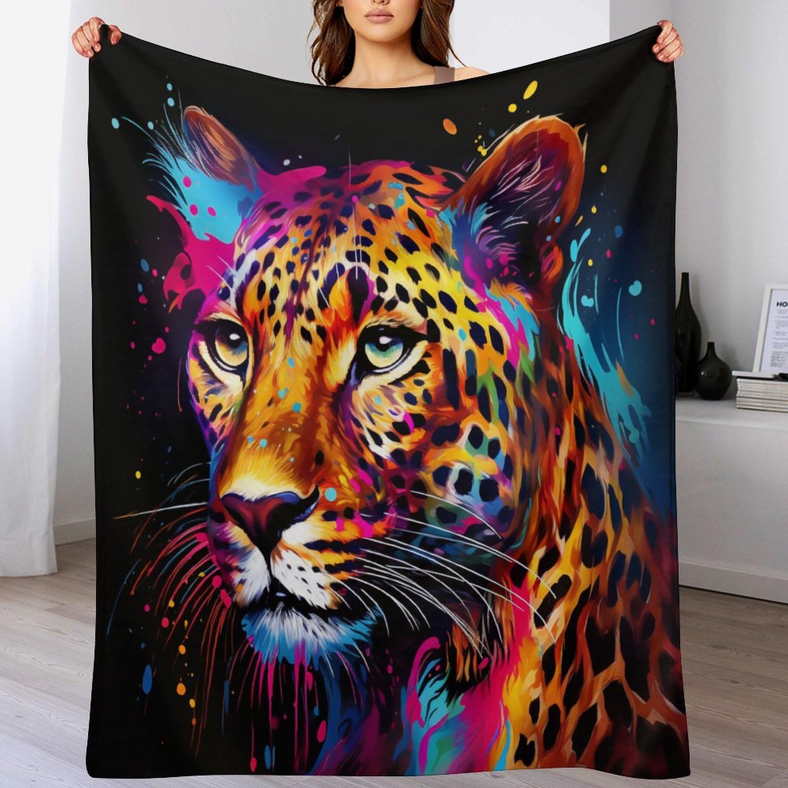 Manta de leopardo para sofá 150x200 cm colcha suave y cálida