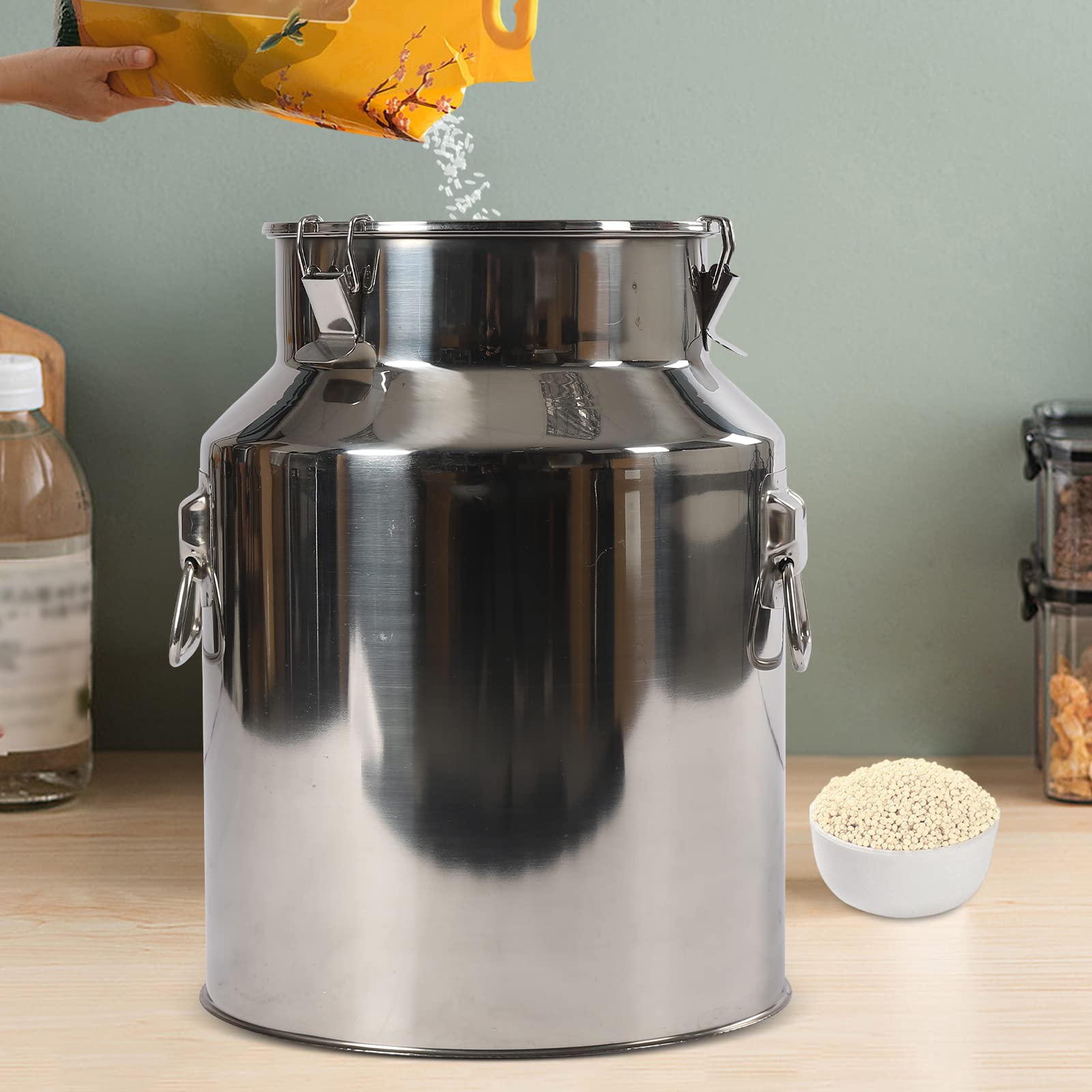 Jarra de transporte hermética para leche, cubo de almacenamiento de acero inoxidable, recipiente para alimentos, ideal para almacenar y transportar líquidos para casa y restaurante (28 L)