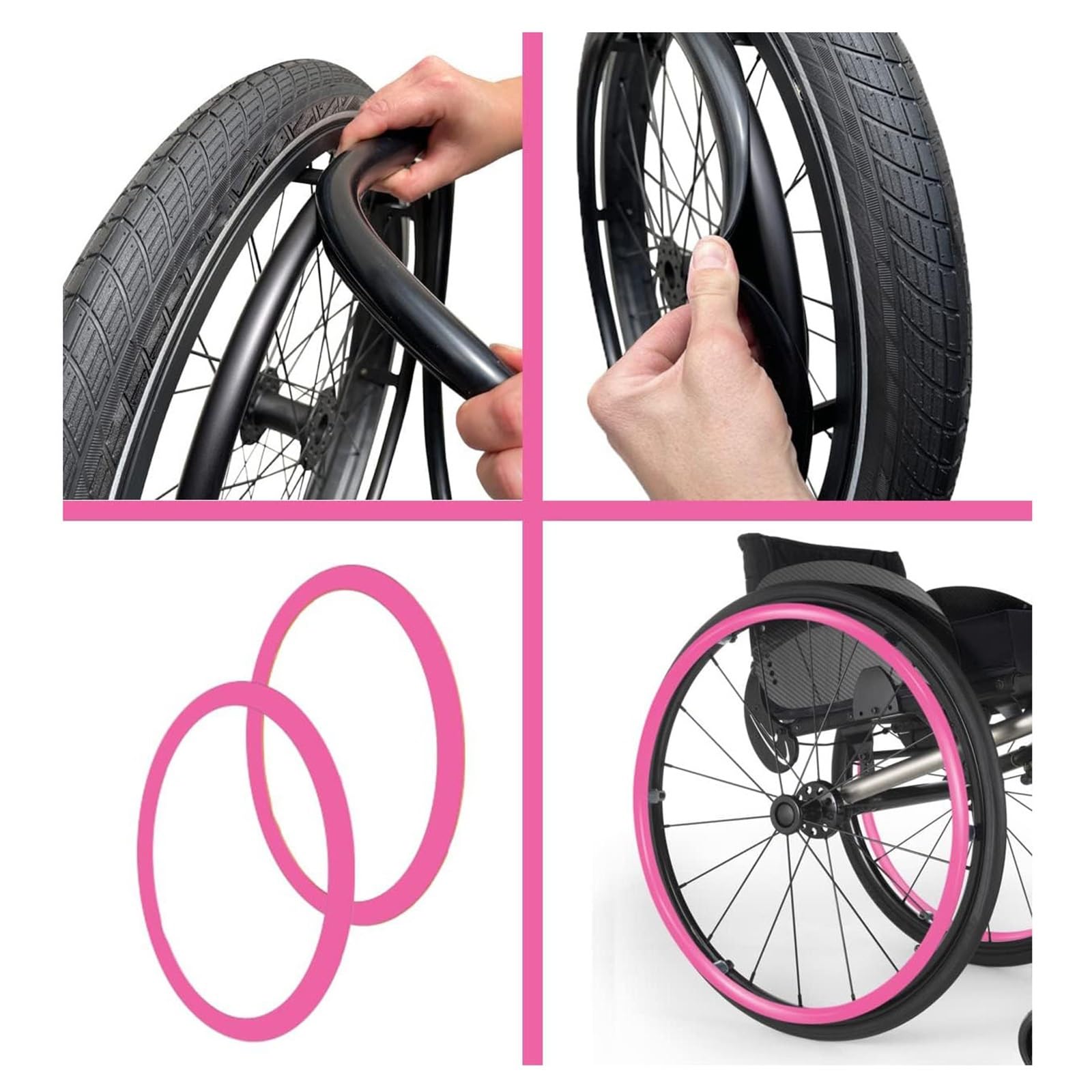 Rutschfester Handschieberand für Rollstühle, 20/22/24 Zoll Silikon-Schutzhülle für den Hinterrad-Schiebring für Rollstühle, Zubehör für verschleißfeste Silikon-Radgriffe, für Räder zur Geräuschunterdr