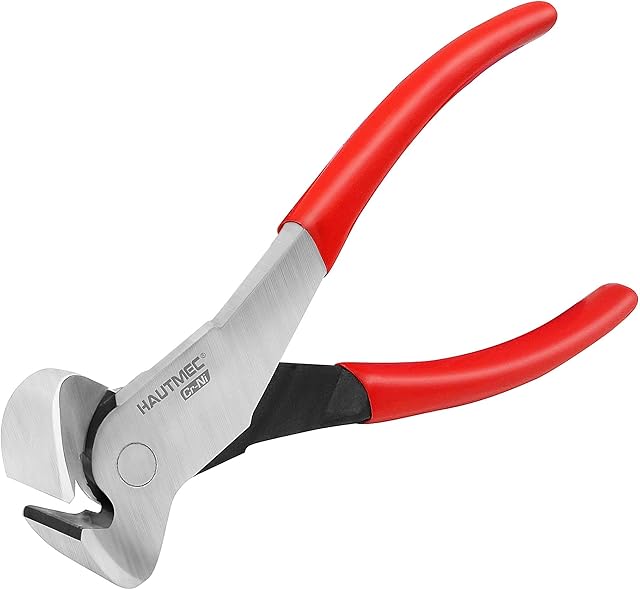 HAUTMEC End Cutting Pliers 7" Flush Cut Carpenters Pincers Nail Puller Wire Cutting Pliers Staple Puller Nail Remover Tool Nipper HT0158-UK