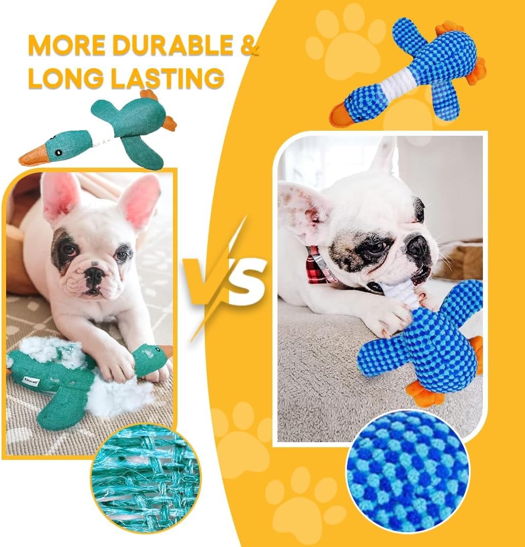 Goose/Octopus Indestructible Dog Toys for Aggressive Chewers – Large Teething Chewing Toys & Crinkle Squeaky Plush Chew Toys for Puppies, Teething Toys for Small, Medium, and Large