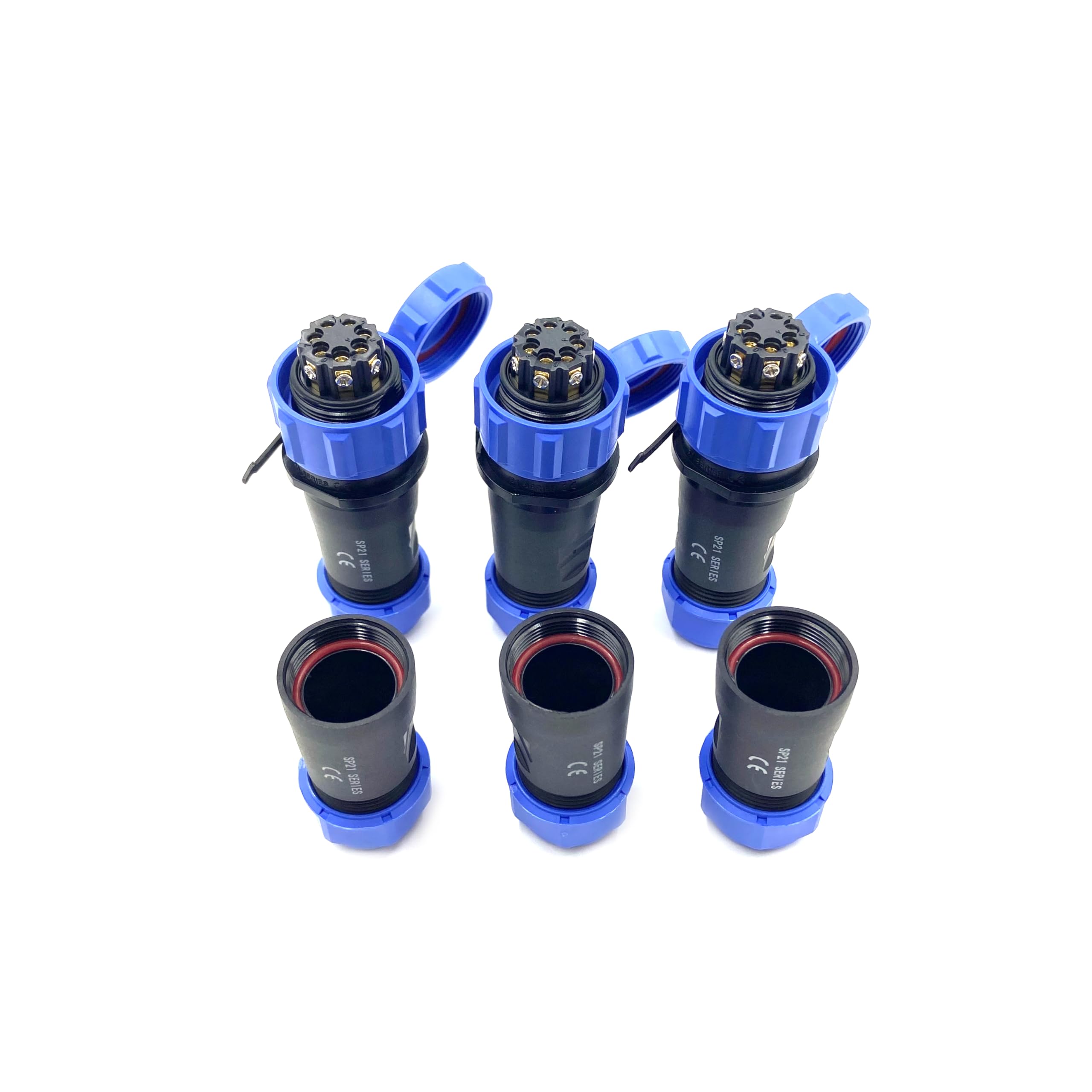 3 Pezzi Connettori Aviation SP21 7 Poli, IP68 7 Pin Connettore Aviation Senza Saldatura Impermeabile per Lampade Esterne Utilizzato 500V 15A (Cavo 14AWG Vite-Crimp)