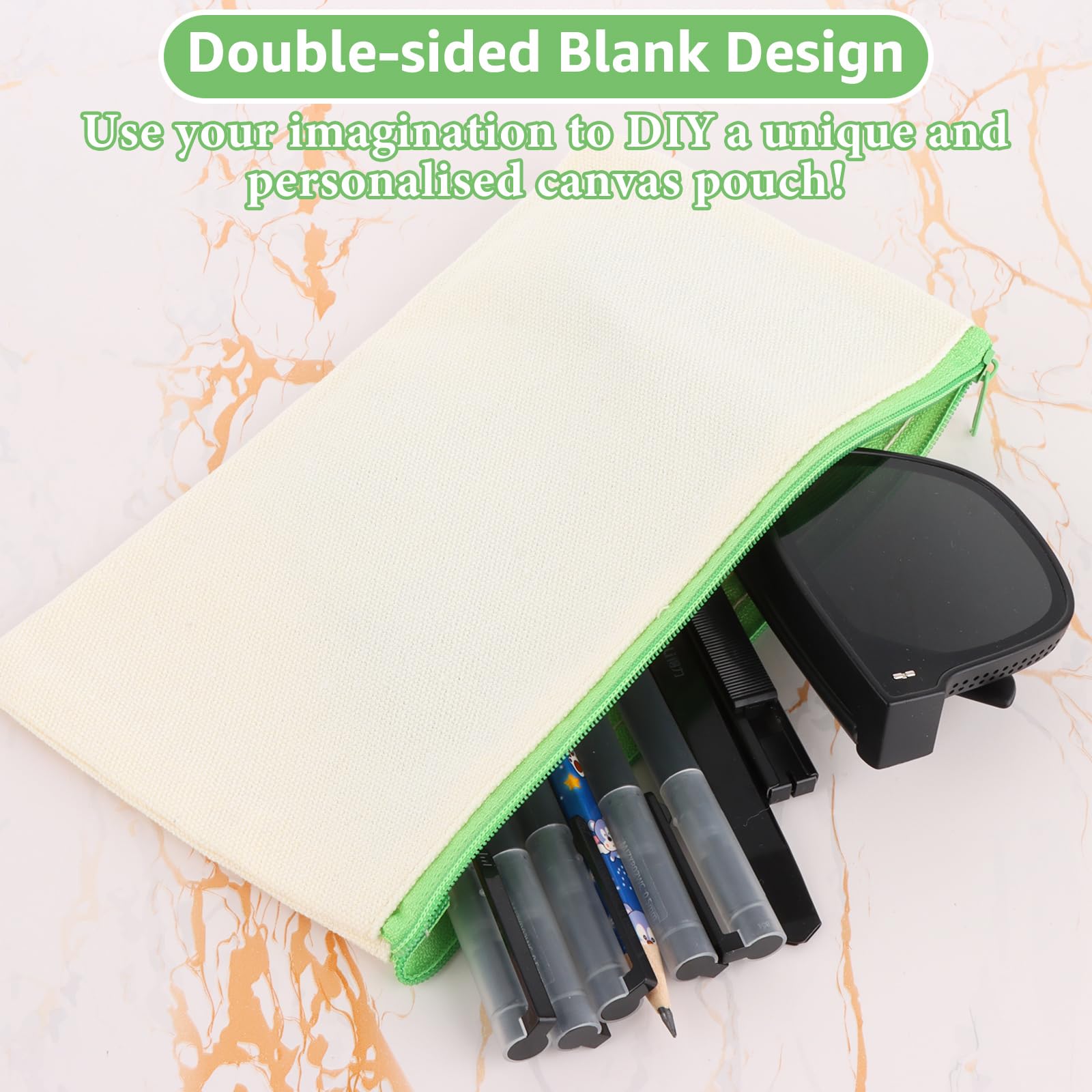 YOUNTHYE 30PCS Canvas Pencil Case, Small Canvas Bags with Zipper - Image 4