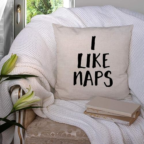 Miniatura 3 de SSOIU Fundas de almohada cuadradas decorativas con texto en inglés "I Like Naps", 18 x 18 pulgadas, para decoración del hogar de granja