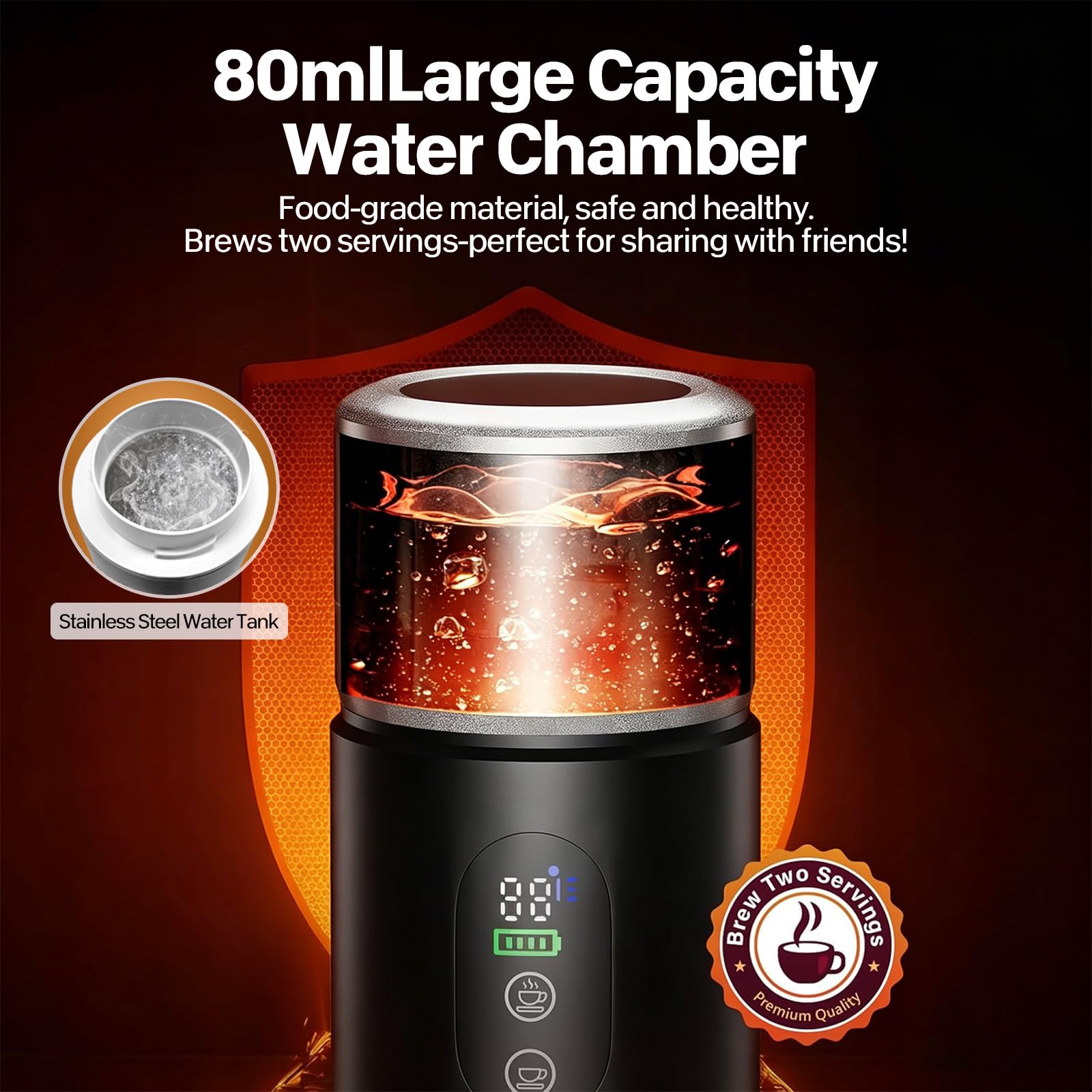 VHV Cafetera de café portátil, 3 en 1 cafetera de café expreso eléctrica, 12 V café expreso recargable, para oficina, viaje, casa, compatible con cápsulas espresso y café molido