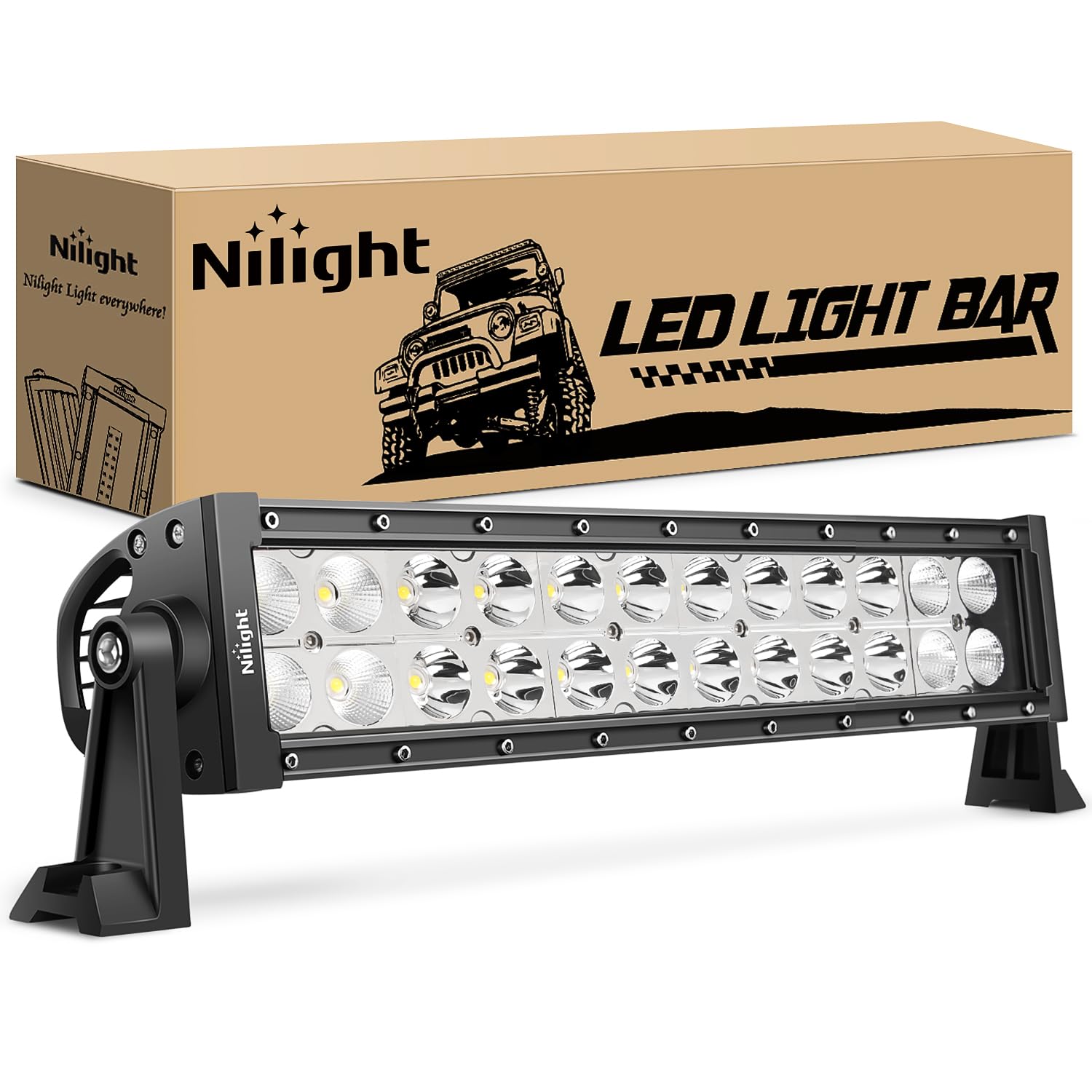 Nilight 13.5Inch 72W Spot Flood Combo Led Light Bar Off Road Lights Boat Fog Driving Work Lights for ATV SUV Trucks