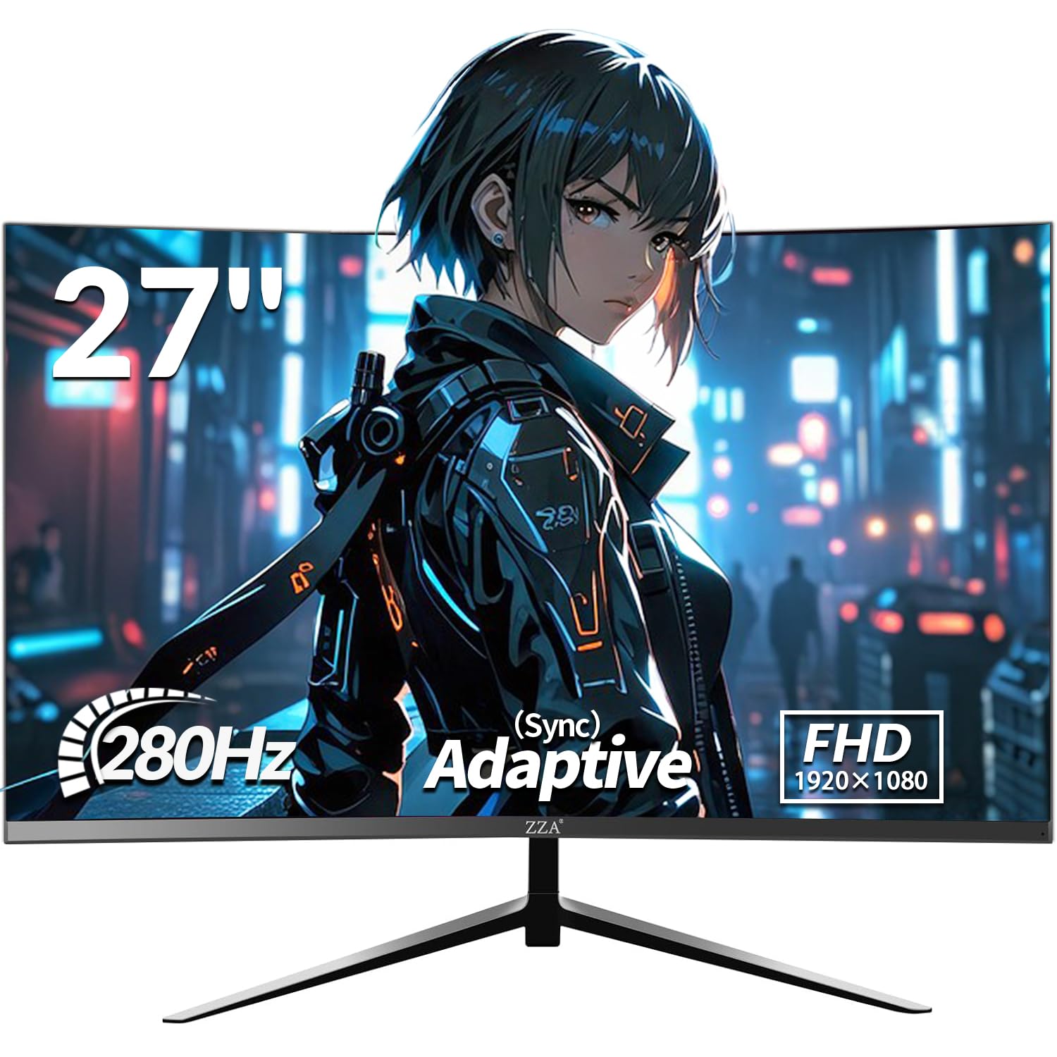ZZA Monitor 27 inch 280Hz 240Hz Monitor Gaming FHD 1080P 1800R VA Screen Curve Computer Monitor 100 sRGB