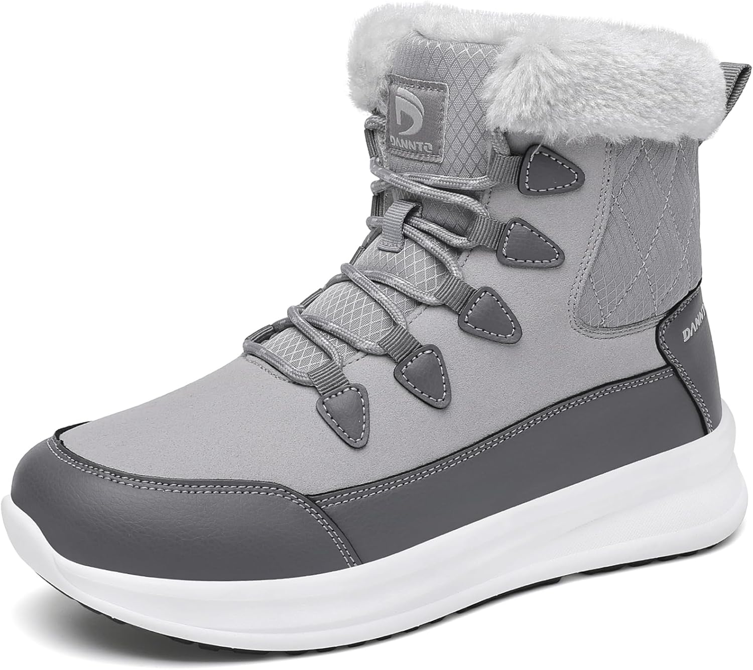 Dannto Womens Winter Snow Boots Warm Fur Lined Ankle Shoes Water Resistant Booties Non Slip Sole